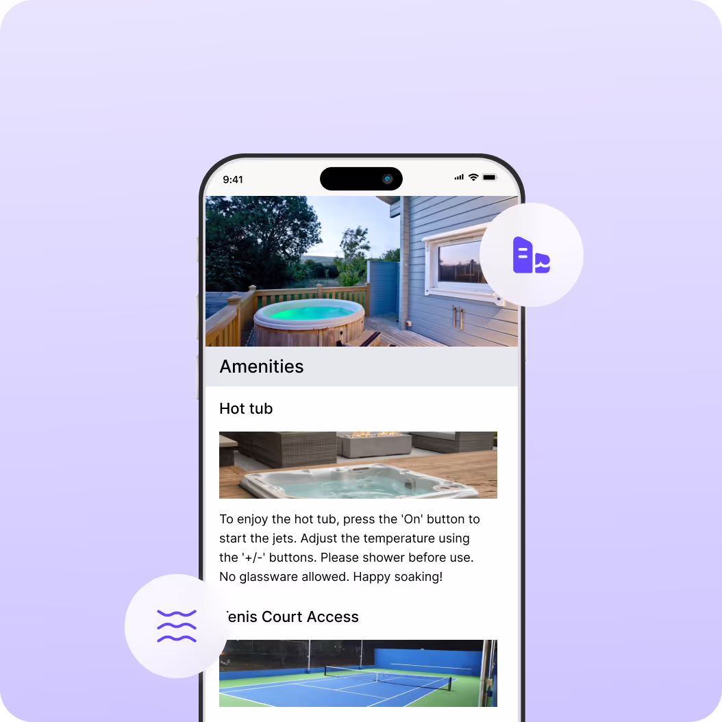 Property amenities and local recommendations